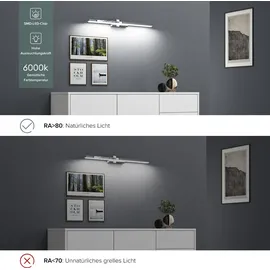 doporro LED Badlampe Spiegellampe 6000K Badezimmer Lampe led Wandleuchte Chrom 14W Leuchtschein