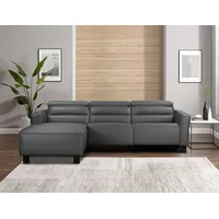 Places of Style Ecksofa »Carpari, L-Form, 263 cm, mit manueller o. elektrischer Relaxfunktion«, und USB/ Kopfteilverstellg grau