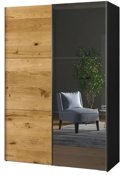 Jutzler Schwebetürenschrank Slideline 152 x 220 cm Holzoptik Braun Eiche 150