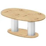 designimpex Couchtisch Design Couchtisch HBL-111 stufenlos höhenverstellbar ausziehbar oval beige