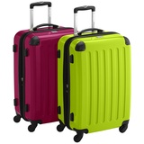 HAUPTSTADTKOFFER - Alex - 2er Koffer-Set Hartschale glänzend, 65 cm, 74 Liter, Magenta-Apfelgrün