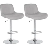 CLP Barhocker Solon 2er Set höhenverstellbar drehbar gepolstert 40 x 40 x 75 cm Hellgrau
