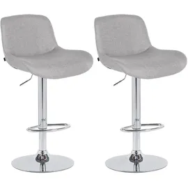 CLP Barhocker Solon 2er Set höhenverstellbar drehbar gepolstert 40 x 40 x 75 cm Hellgrau
