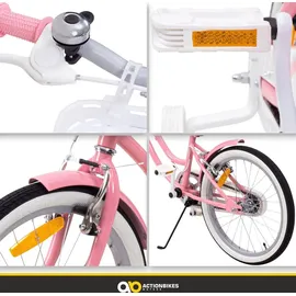 ACTIONBIKES MOTORS Actionbikes Kinderfahrrad Starlight 20 Zoll Rosa, Fahrradständer, Korb, Klingel, Kettenschutz