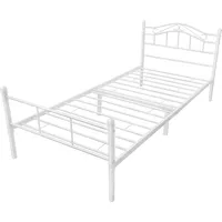 [en.casa] Metallbett 90x200 Weiß Bettgestell Bett Jugendbett Metall