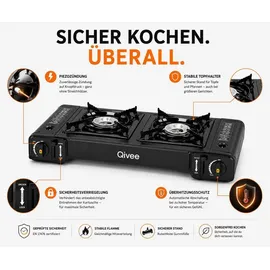 qivee Gaskocher Campingkocher 2-Flammig