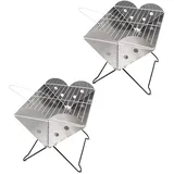 Vaygway Flatpack tragbarer faltbarer Edelstahl-Grill und Feuerstelle, Premium-Qualität, tragbarer Reisegrill, Holzkohlegrill, für Camping, Wandern, Picknick, 2 Stück