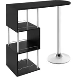 Woltu Bartisch Stehtisch Bistrotisch Bartheke Tresentisch, mit 3 Ablagefläche, mit Weinregale, Metall, mdf, Schwarz, 113x40x105cm(BxTxH)