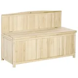 Outsunny Gartenbank Sitzbank 2-Sitzer 250 kg Belastbarkeit (Truhenbank, 1-St., Gartenbank mit Stauraum), Natur Tanneholz 115 x 45 x 75 cm beige