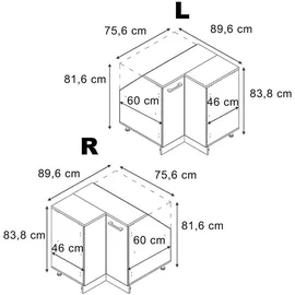 Vicco Rion 75,6 x 81,6 cm Anthrazit/Weiß