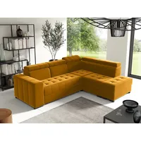 Fun Möbel Ecksofa Schlafsofa Sofa CESENA in Stoff Salvador, Ottomane Links oder Rechts, Bettkästen, verstellbare Kopfstützen gelb