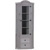 VCM ebuy24 New Mexico Eckschrank mit 1 Glastür und 2 Schubladen in Grau