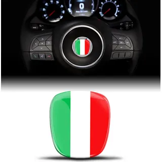 3D-Silikon-Aufkleber Kompatibel mit Fiat 500 Emblem Lenkrad Badge Zubehör Teile Abziehbilder Lenkrad Dekoration Italienische Flagge Italien VF 8