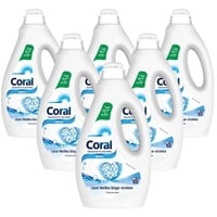 Coral 6x Waschmittel White+ mit Anti-Grau-Effekt 23WL (1.15L) Spezialwaschmittel (Flüssigwaschmittel für länger strahlendes Weiß)