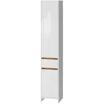 Vicco Badschrank Weiß Eiche 35 x 190 cm mit 2 Türen und eine Schublade