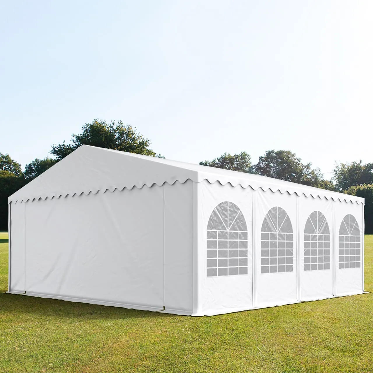 TOOLPORT PRO Partytent 8x8 m - 2,6m doorloop, PVC 1400, met Grondframe, wit - (5202)