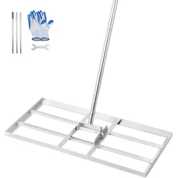 VEVOR Rasenrakel mit Stiel Nivellierrechen Levelingrake Rasenpflege 355x762mm
