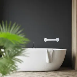 Relaxdays Haltegriff Badezimmer, Wandgriff Dusche & Badewanne, 100 kg, Senioren & behinderte Menschen, Stützgriff, weiß