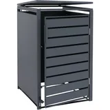 1er-Mülltonnenverkleidung HWC-Q75, Mülltonnenbox Mülltonnenhaus, Deckel Fußpedal Metall 116x68x89cm 35kg ~ anthrazit