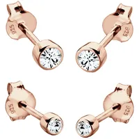 Elli Ohrringe Damen Ohrstecker 2er Set Basic mit Kristall in 925 Sterling Silber Rosévergoldet