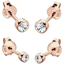 Elli Ohrringe Damen Ohrstecker 2er Set Basic mit Kristall in 925 Sterling Silber Rosévergoldet