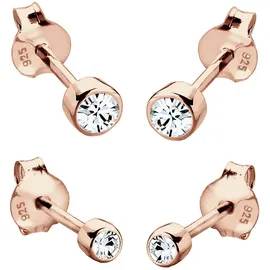 Elli Ohrringe Damen Ohrstecker 2er Set Basic mit Kristall in 925 Sterling Silber Rosévergoldet
