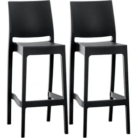 CLP 2er Set Barhocker Maya Kunststoff schwarz