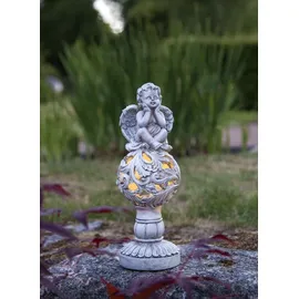 StarTrading LED Solar Gartenfigur Engel grau H: 27cm 6 Stunden Leuchtdauer