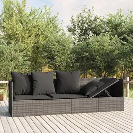 vidaXL Polyrattan Outdoor Loungebett grau inkl. Kissen 319564