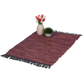Relaxdays Flickenteppich 60x100 cm Dunkelrot,Rot,Schwarz