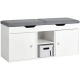 SoBuy Schuhbank Weiß, Holzwerkstoff, 100x48x34 cm, Garderobe, Garderobenbänke, Schuhbänke