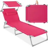 Tectake Chloé Sonnenliege 190 x 68 x 65 cm Pink
