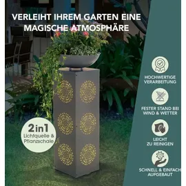 EasyMaxx LED-Dekosäule Metall 87 cm inkl. Pflanzschale Grau