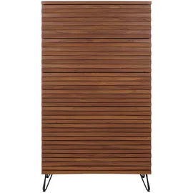Mendler Kommode HWC-M49, Highboard Schrank, 3D-Design 5 Schubladen MDF Metall 145x80x44cm ~ Walnuss-Optik