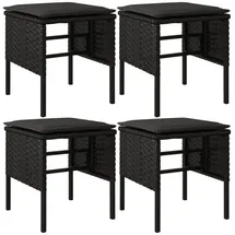 vidaXL Gartenhocker mit Kissen 4 St. 4 x 4 x 4 cm schwarz