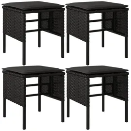 vidaXL Gartenhocker mit Kissen 4 St. 4 x 4 x 4 cm schwarz