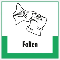 Aufkleber I Abfallkennzeichen Folien, mit Symbol und Text, Folie, selbstklebend, 200x200mm