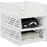 Relaxdays Schrank Organizer 3er Set, stapelbare Kleiderschrank Aufbewahrungsboxen, 13 x 33,5 x 43,5 cm, ausziehbar, weiß