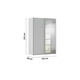 meinSchrank Schwebetürenschrank Regina 161 x 223 x 68 cm Grau