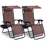 SereneLife Sonnenliege 2er Set klappbar 120 x 60 x 30 cm Braun