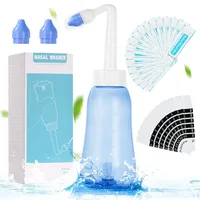 URAQT Nasendusche mit Salz, 300ml Nasenspülung mit 20x Salz 10x Aufkleberthermometer, BPA-frei, Nasenspülkanne zur Nasenreinigung und Nasenspülung, Neti Pot Nasenspülsalz für Erwachsene und Kinder