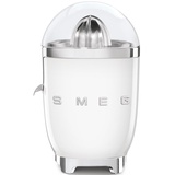 SMEG, Elektrische Zitruspresse CJF11RDEU, tropfsicherer Auslauf und Universalkegel, rutschfeste Stellfüße, Filtersieb und Presskegel aus Edelstahl, 70 W, Weiß