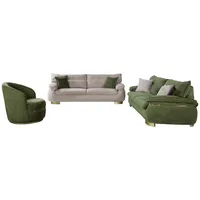 JVmoebel Sofa Grün-Beige Sofagarnitur 3+3+1 Sitzer Sofa Couch Polster Garnitur 3tlg., Made in Europe beige|grün