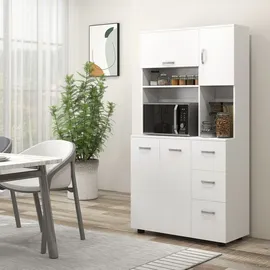 Homcom Küchenbuffet 89 x 39,5 x 168 cm Weiß