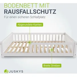 Juskys Kinderbett Naya 140 x 200 cm Kiefer massiv weiß