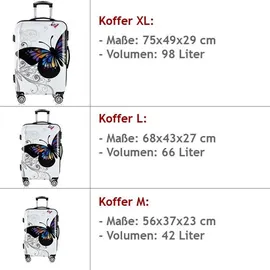 DEUBA Butterfly Koffer-Set 3-tlg. weiß/mehrfarbig