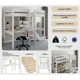 OTTO home Hochbett ROBIN 99 x 174 x 208 cm Massivholz weiß