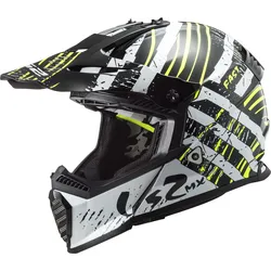 LS2 MX437 Fast Evo Verve Motocross Helm, schwarz-weiss, Größe XS für Männer