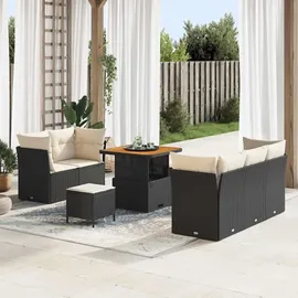 vidaXL Garten-Sofa-Set 8 pcs Schwarz Poly-Rattan - Schwarz