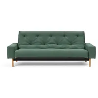 Schlafsofa INNOVATION LIVING TM "MIMER hochwertige Schlaffunktion, aktuelles Design und extra Komfort" Sofas Gr. T: 100cm, Struktur fein ELEGANCE, grün (grün 518 elegance) Taschenfederkernmatratze, Breite Liegefläche 140 cm